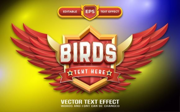 Birds 3d Game Logo with Editable Text Ef
