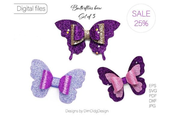 Butterfly Bow SVG SET of 3 Hair Bow: A Versatile Design for Creators and Crafters