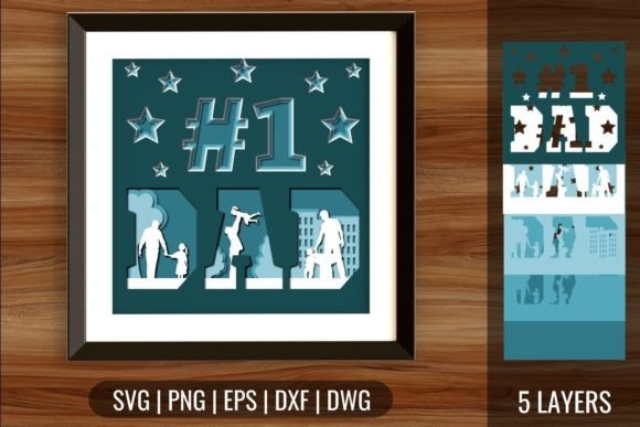 Dad Number 1 Shadow Box SVG