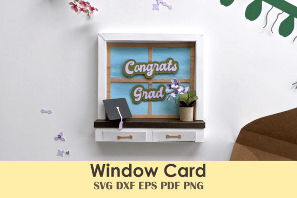 Window Greeting Card with Orchid